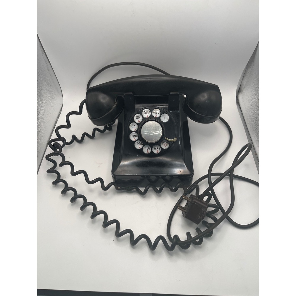 Vintage Bell System Western Electric Black Rotary Dial Desk Telephone Model 500